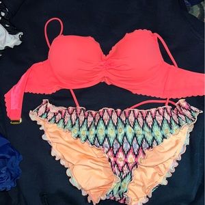 2 piece ruffle bottom swim suite Victoria secret Pink/mixed color